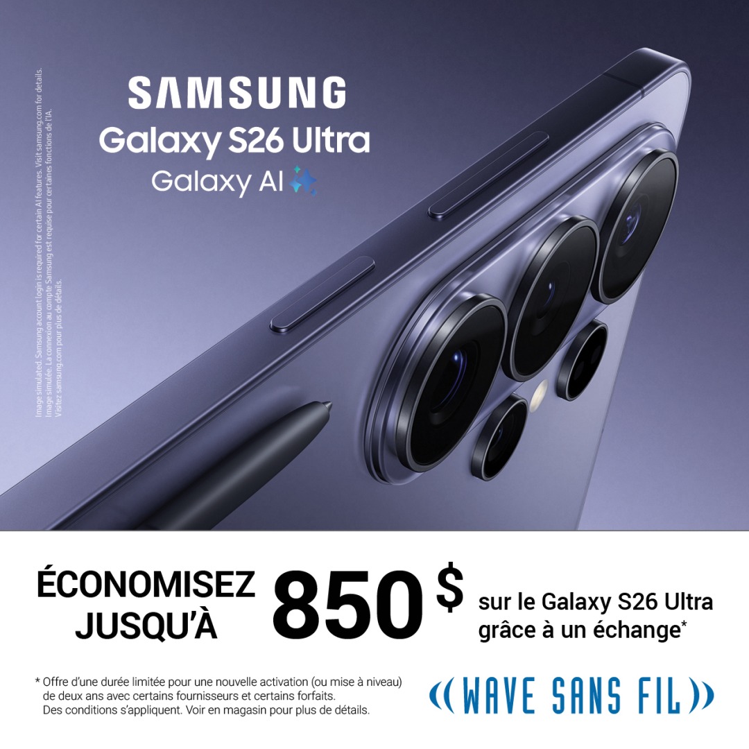 Économisez jusqu’à 850 $ sur le Galaxy S26 Ultra* icon