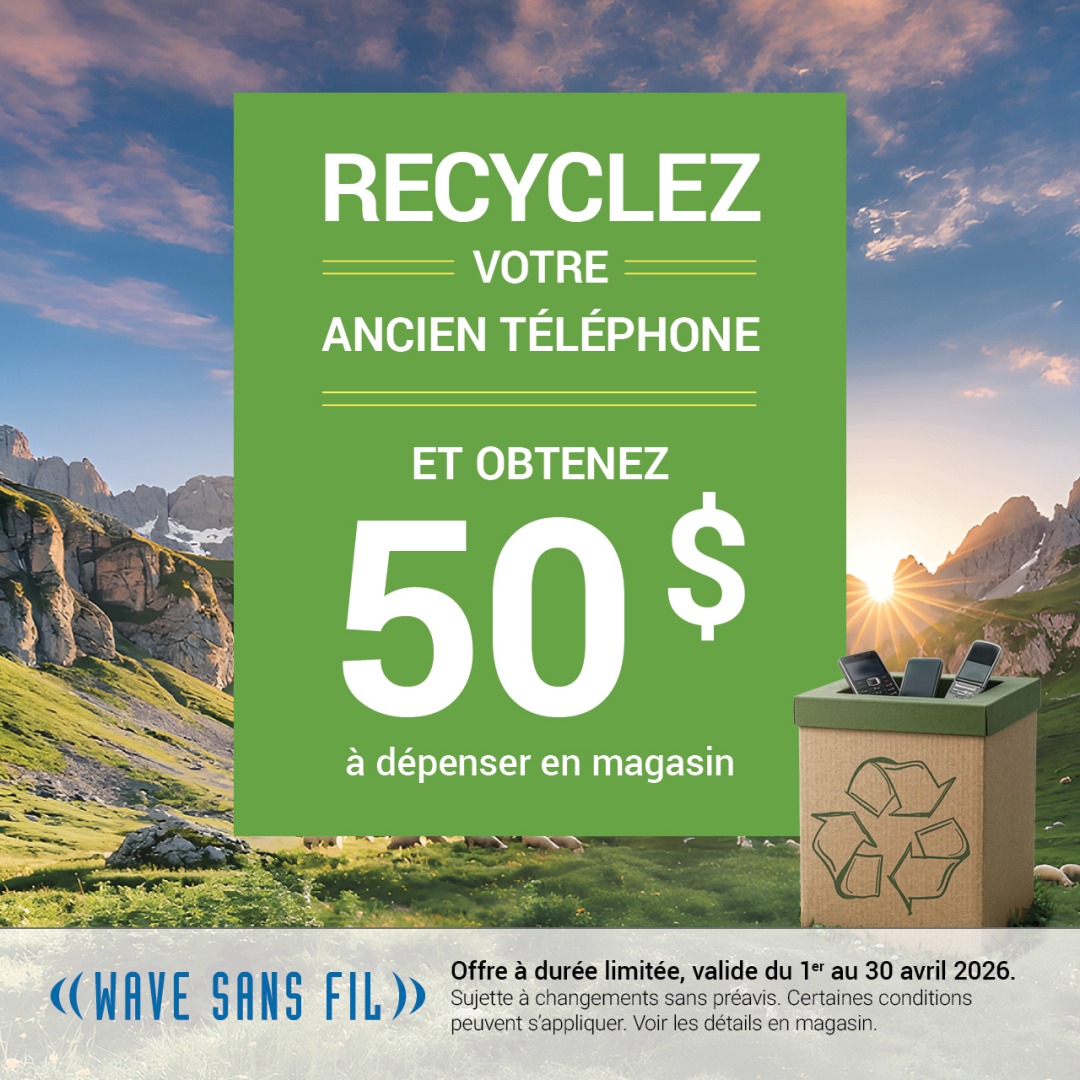 Recyclez votre ancien téléphone et obtenez 50 $ à dépenser en magasin* icon