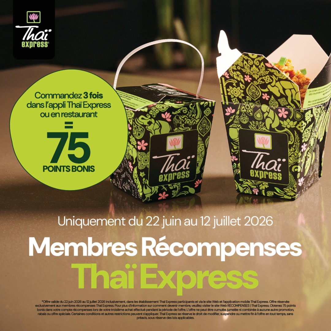 Commandez 3 fois d’ici le 12 juill et obtenez 5 $. icon
