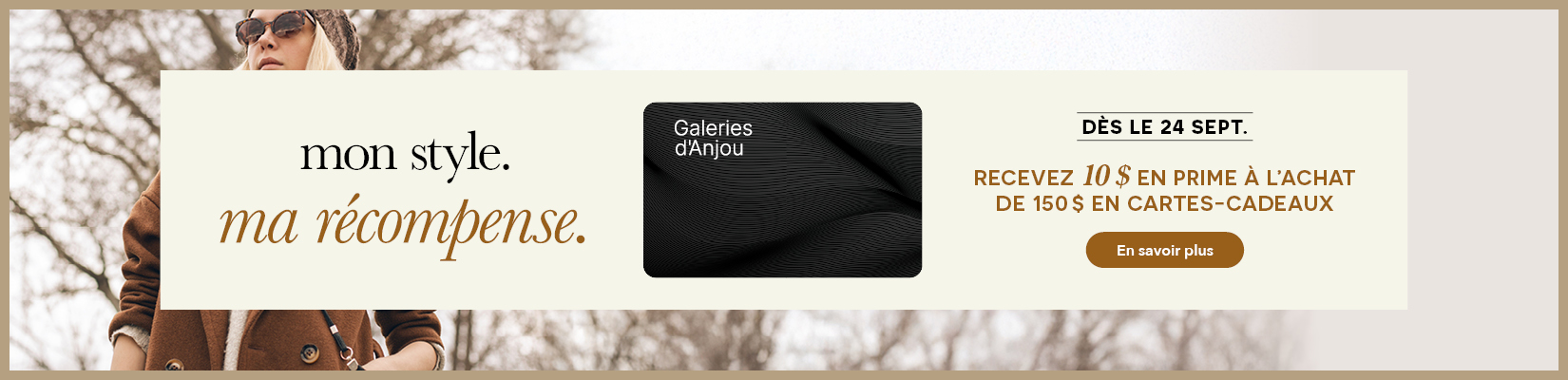 Recevez 10 $ en prime à l'achat de 150 $ en cartes-cadeaux. Des le 24 sept.